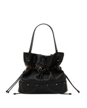 Load image into Gallery viewer, Hammitt Gianna bucket bag in pebbled leather with drawstring closure and gold stud details