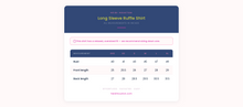 Load image into Gallery viewer, Size chart for Heidi Houston Long Sleeve Ruffle Shirt showing bust and length measurements in inches