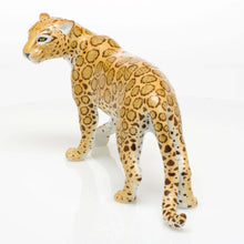 Load image into Gallery viewer, Herend hand-painted porcelain jaguar figurine standing in alert pose with detailed spotted pattern