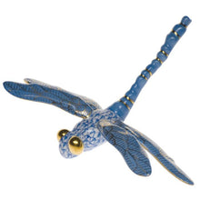Load image into Gallery viewer, Herend hand-painted porcelain dragonfly figurine with intricate wing detailing and gold accents