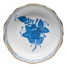 Load image into Gallery viewer, Herend mini scalloped porcelain dish with hand-painted blue floral bouquet and gold trim