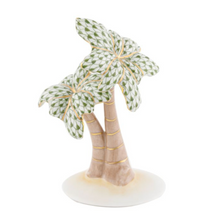 Load image into Gallery viewer, Herend porcelain figurine of two palm trees with green fishnet pattern on white base