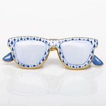 Load image into Gallery viewer, Herend porcelain sunglasses figurine with blue fishnet pattern and gold trim detail
