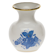 Load image into Gallery viewer, Small porcelain bud vase with flared lip, hand-painted floral motif, and gold rim detail