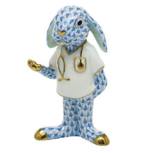 Load image into Gallery viewer, Herend porcelain bunny figurine dressed as a doctor with stethoscope and medical coat
