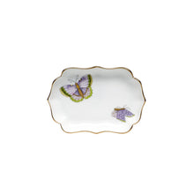 Load image into Gallery viewer, Herend mini scalloped porcelain tray with hand-painted butterfly motifs and gold trim