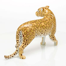 Load image into Gallery viewer, Herend hand-painted porcelain jaguar figurine standing in alert pose with detailed rosette markings