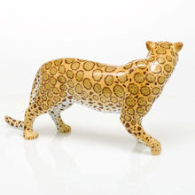 Load image into Gallery viewer, Herend hand-painted porcelain jaguar figurine standing in alert pose with detailed spotted pattern