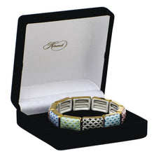 Load image into Gallery viewer, Herend porcelain link bracelet displayed in open black velvet gift box with brand logo