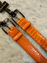 Load image into Gallery viewer, W. Kleinberg Glazed Python Belt w Nickel Buckle Orange