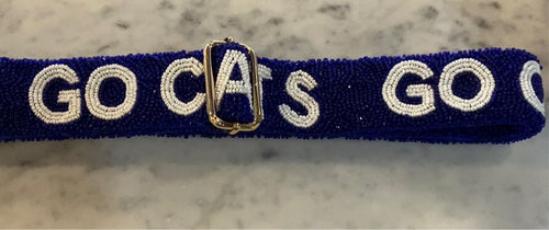 Beaded Adjustable Bag Strap Go Cats Royal/white