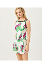 Load image into Gallery viewer, Sleeveless mini dress with pink tiger and green grass print on white background