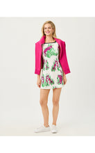 Load image into Gallery viewer, Model wearing a white mini dress with pink tiger print and a pink blazer jacket