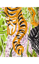 Load image into Gallery viewer, Close-up detail of tiger and tropical jungle print on knit pullover fabric