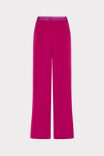 Load image into Gallery viewer, Wide-leg high-waist magenta trousers with satin waistband trim and small buckle detail