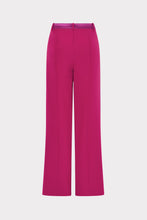 Load image into Gallery viewer, Wide-leg high-waist trousers with satin waistband trim, shown from the back