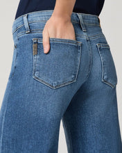 Load image into Gallery viewer, Close-up back view of wide-leg jeans with hand tucked into rear pocket