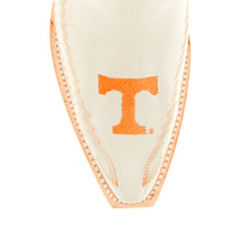 Load image into Gallery viewer, Vaccari Naomi cowboy boot shaft featuring embroidered University of Tennessee Volunteers logo