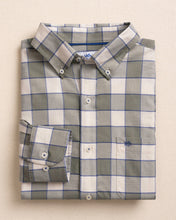 Load image into Gallery viewer, Southern Tide long sleeve plaid sportshirt folded flat showing button-down collar and chest pocket