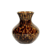 Load image into Gallery viewer, Juliska hand-blown glass vase with bulbous body and flared neck in tortoiseshell pattern