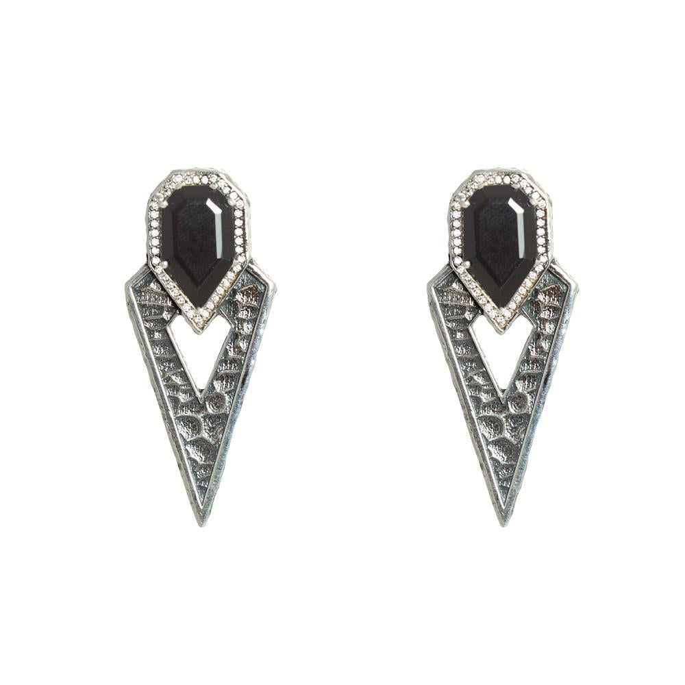 Tat2 Designs Vintage Silver & Onyx Earrings