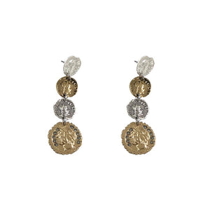 Tat2 Designs 4 Roman Coin Drop Earrings