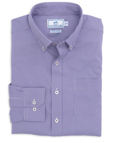 Southern Tide Intercoastal Sport Shirt Mini Gingham Purple