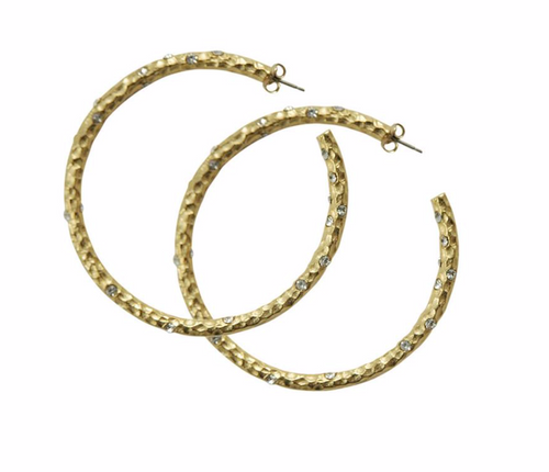Tat2 Design Pavia Hoop Earrings with Crystals (Gold)