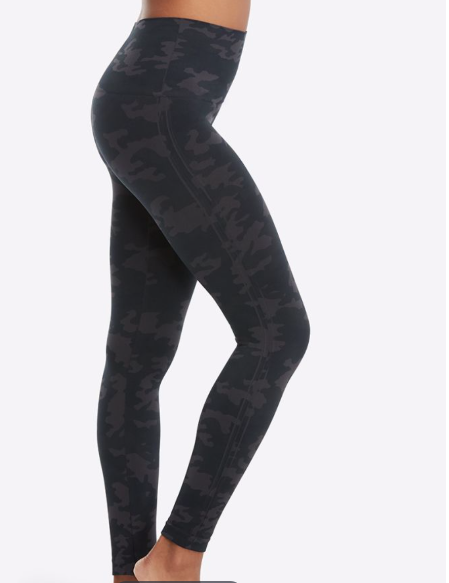 Spanx Womens Camouflage Seamless Leggings Black S 