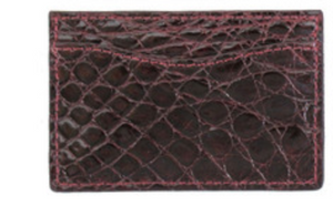 W.Kleinburg Glazed Croc Card Case Bordeaux