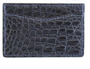 W. Kleinberg Glazed Croc Card Case Navy