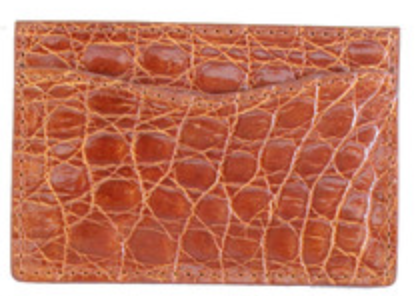 W. Kleinberg Glazed Croc Card Case Cognac