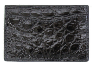 W. Kleinberg Glazed Croc Card Case Black