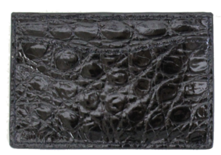 W.Kleinberg Glazed Crocodile Flat Card Case Burgundy