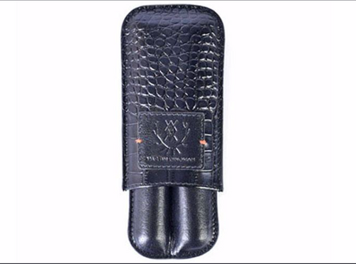 Martin Dingman Havana Alligator-Grain Saddle Leather Cigar Case Black