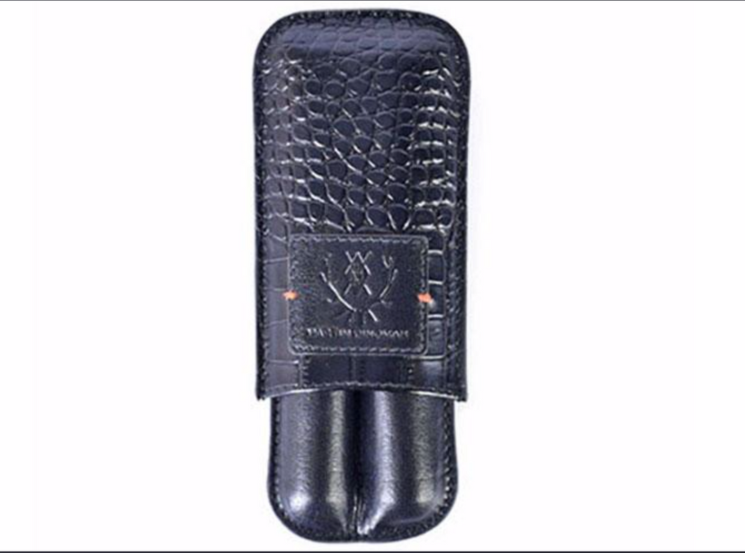 Martin Dingman Havana Alligator-Grain Saddle Leather Cigar Case Black