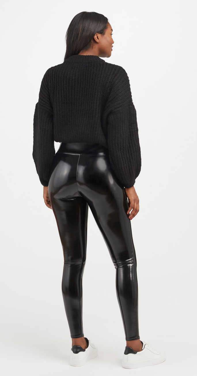 Spanx Leather Like Long Sleeve Luxe Black – The Blue Collection