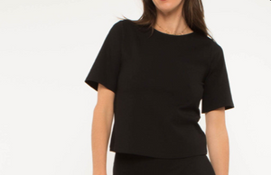 Ripley Rader Ponte Knit Short Sleeve Top Extended Black