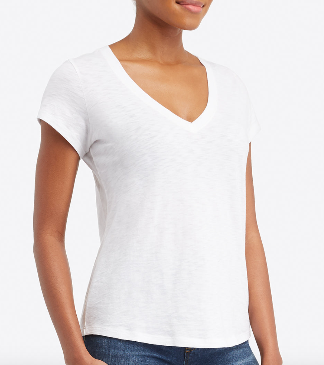 tale Phobia Ved en fejltagelse Spanx Pima Cotton V Neck Tee White – The Blue Collection