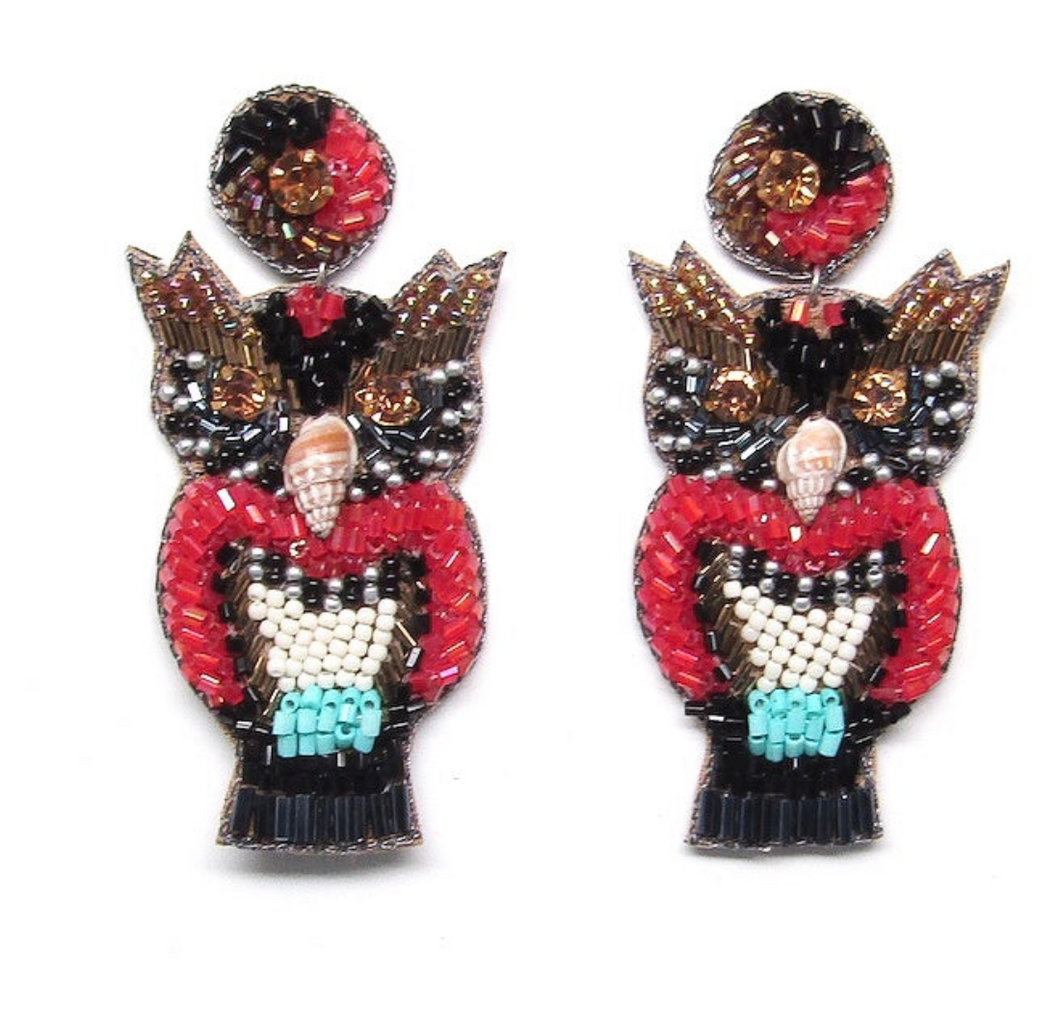 Red Owl Earrings