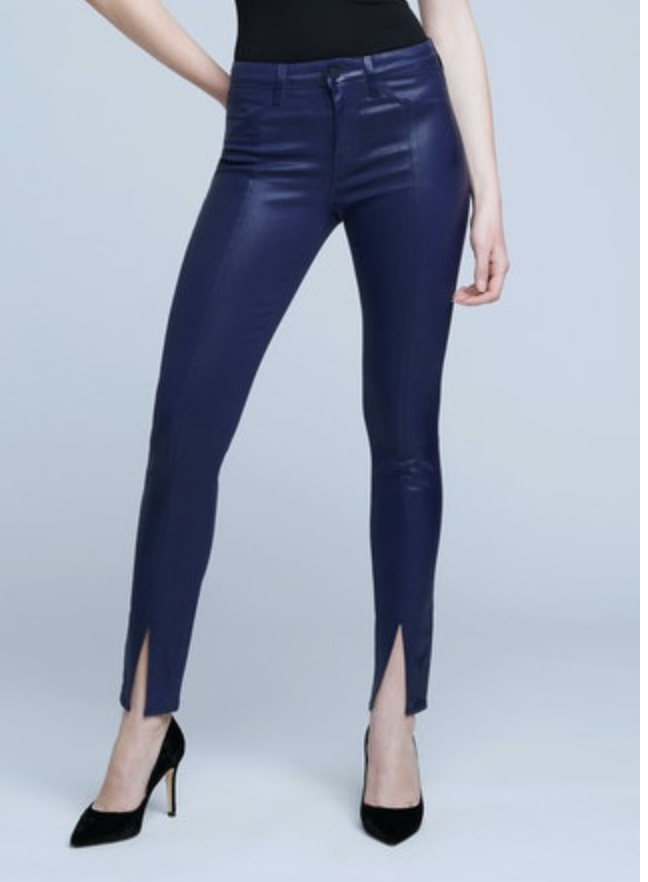 L'Agence Jyothi High Rise Split Ankle Jean Midnight Coated