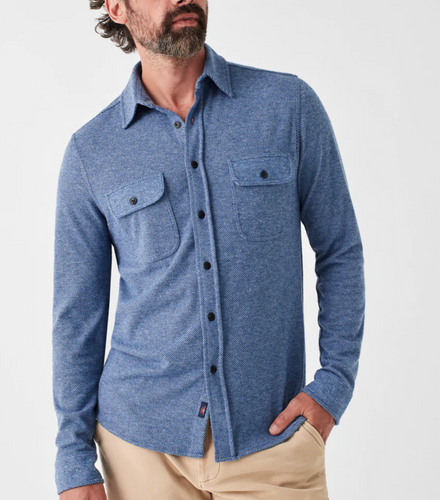 Faherty Legend Sweater Shirt Glacier Blue Twill