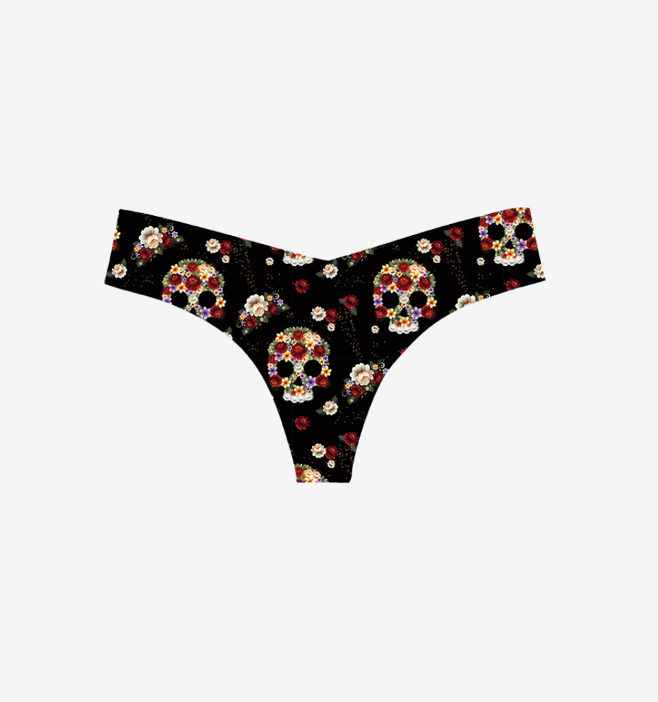 Commando Classic Print Thong Blooms & Skulls – The Blue Collection