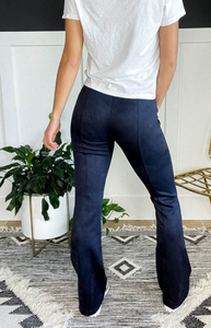 Spanx Navy Faux Suede Flare Pants