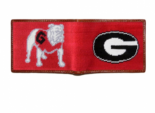 Smathers & Branson Needlepoint Georgia Bi-Fold Wallet Bulldog