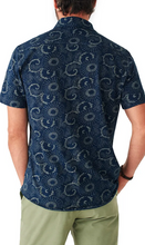 Load image into Gallery viewer, Faherty Men&#39;s Short Sleeve Knit Seasons Shirt Indigo Cream Batik