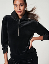 Load image into Gallery viewer, Spanx Velvet 1/2 Zip Pullover Very Black