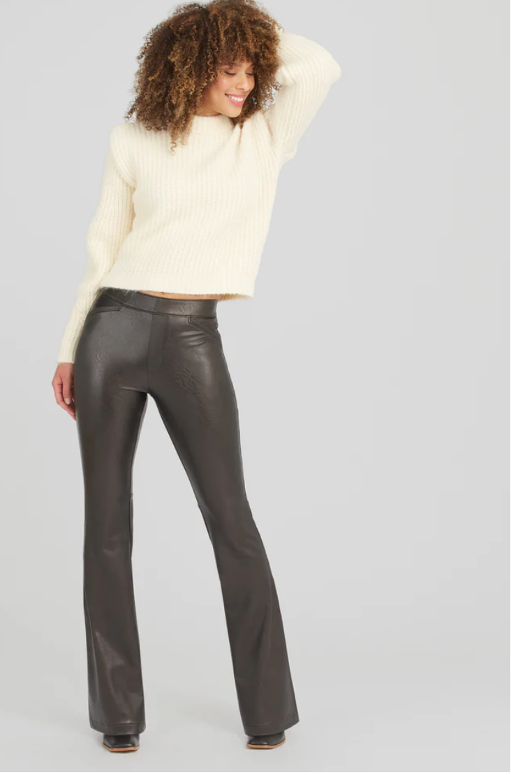 Spanx Women's Leather-like Flare Pants Black