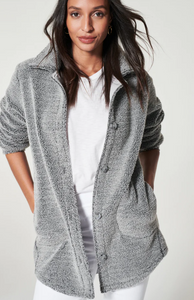 Spanx Luxe Fleece Shirt Jacket Pebble Grey