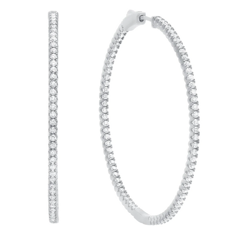 Crislu Large Pave Hoop Earrings Finished in Pure Platinum 2.25 Cttw